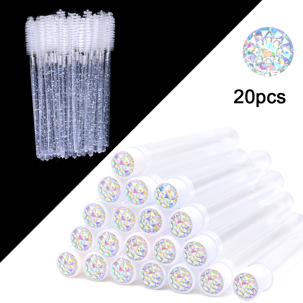 50/25Pcs Silicone Gel Eyelash Brushes Lash Extension Micro Mascara Wands Eyebrow Comb Spoolies Disposable Makeup Tool Applicator: 25pcs full green