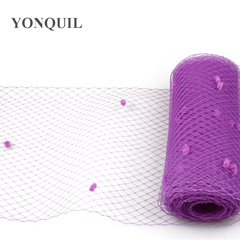 Velo de rejilla rojo de 5 yardas por lote con punto de 45CM de ancho, Red de velos rusos, velos de lunares para boda, accesorios para fascinator LDV020: light purple