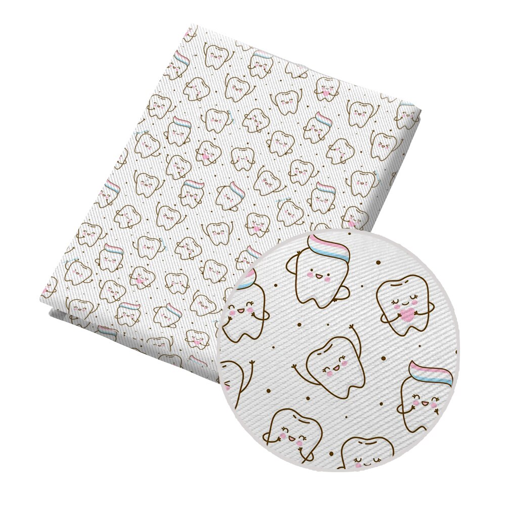 50*145Cm Stof Leuke Cartoon Tand Gedrukt Polyester Katoen Twill Stof Patchwor Gedrukt: PL0715