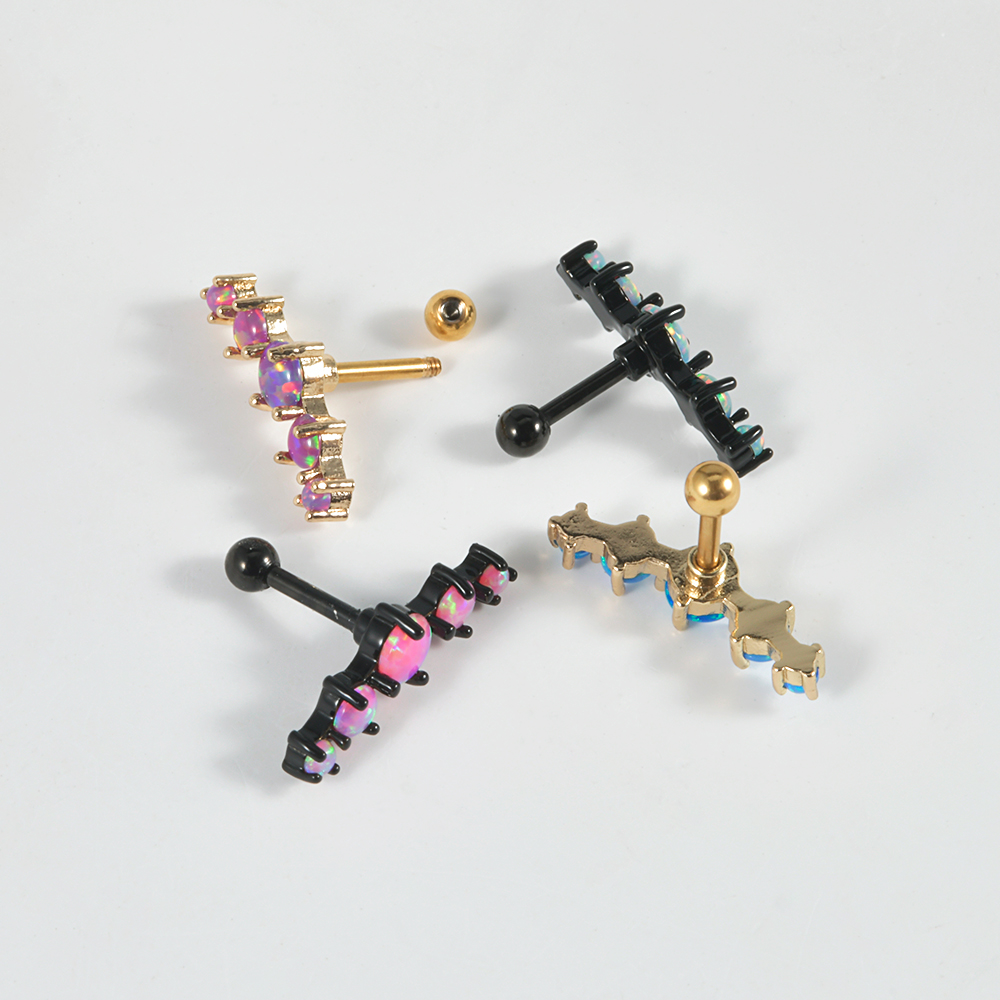 1 Stuk Chirurgisch Staal Opaal Oor Tragus Kraakbeen Stud Helix Piercing Schroef Bal Kwab Oorbellen Barbell Sieraden