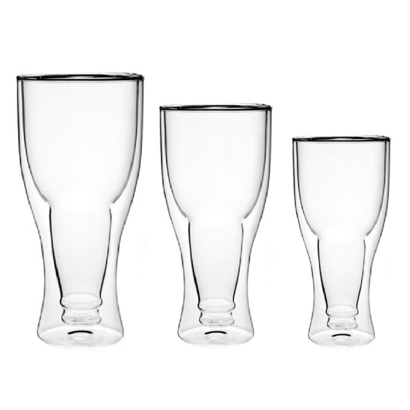 Borosilicate Double Wall Beer Glass Beer cups 250ml 350ml 450ml Juice Beverage Glass Beer Cup Simple