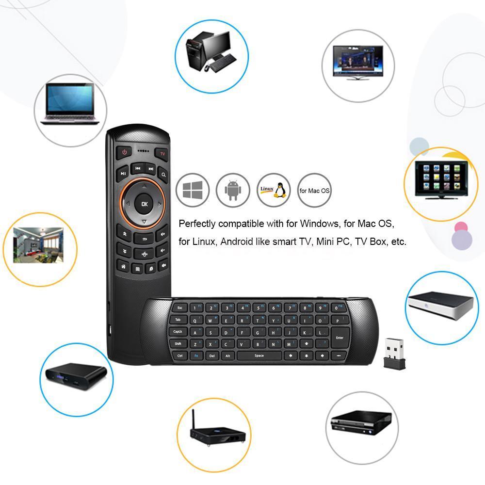 Mini 2.4GHz Wireless QWERTY Keyboard Air Mouse Remote Control For Mini PC TV Box