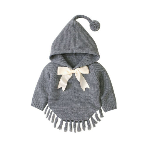 Citgeett Herfst Herfst Peuter Baby Meisjes Knit Tassel Jasje Uitloper Hooded Herfst Winter Mode Kleding: B / 24M