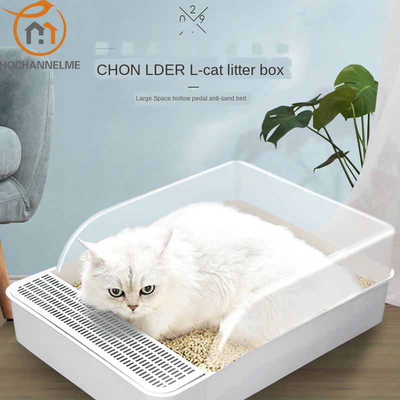 Caja de arena para gatos, lavabo para gatos, plato semicerrado, lavabo cuadrado para estirar, inodoro para mascotas, kit de entrenamiento