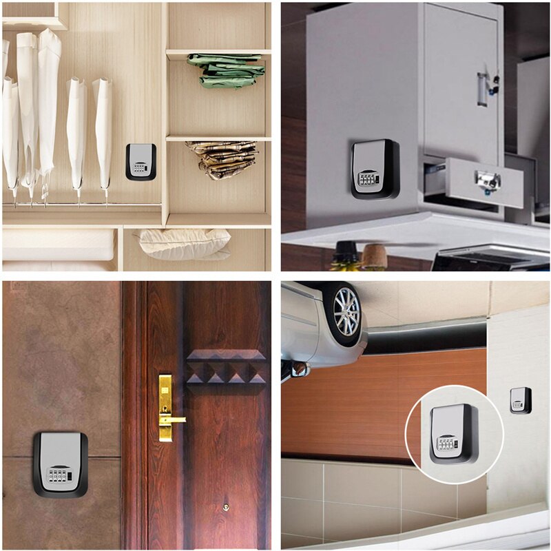 Wall Mounted 4 Digit Combination Key Storage Security Safe Lock Box Combination Storage Security Lock With Screw Hardware