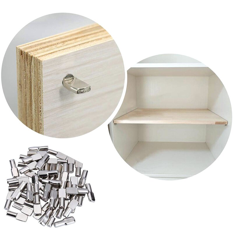 120 Pcs 5mm Shelf Pins Spoon Shape Cabinet Furniture Shelf Support Pegs Studs Clear With Metal Pin Kitchen Cabinet Shelves