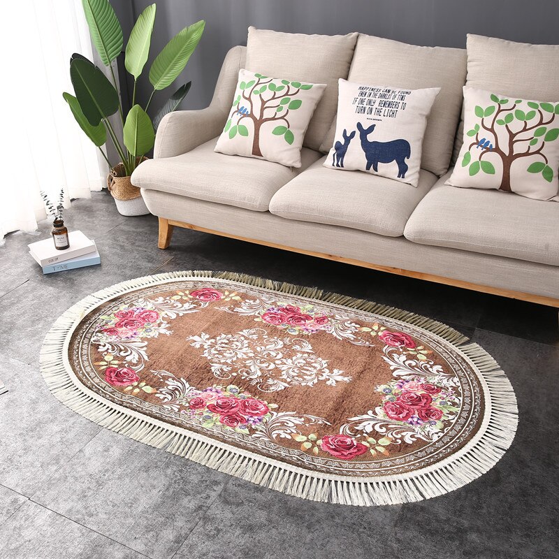 Ovale Zachte Tapijten Voor Woonkamer Slaapkamer Kid Kamer Tapijten Thuis Tapijten Vloer Deur Mat Eenvoudige Kwastje Karpetten Delicate europese