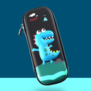 Eva Kleine Dinosaurus Dier Etui Cartoon Leuke Student Leren Briefpapier Doos Grote Capaciteit Etui: Black