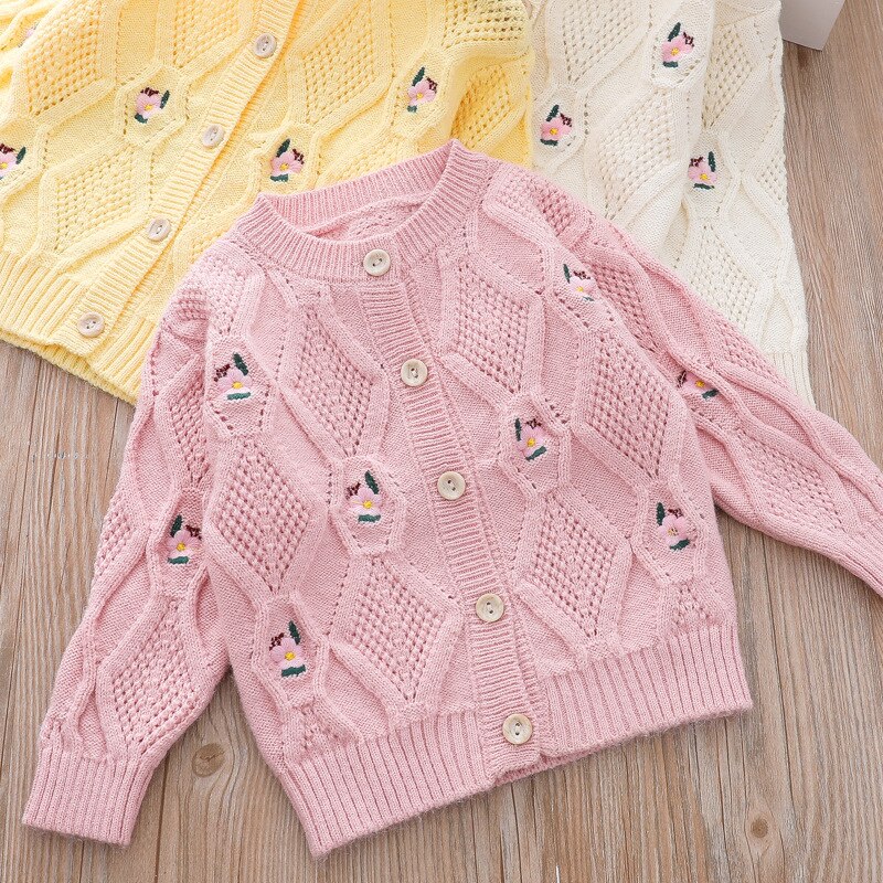 Bebê meninas casaco cardigan primavera moda infantil bonito malha roupas crianças jaqueta de algodão tricô camisola roupas para a menina