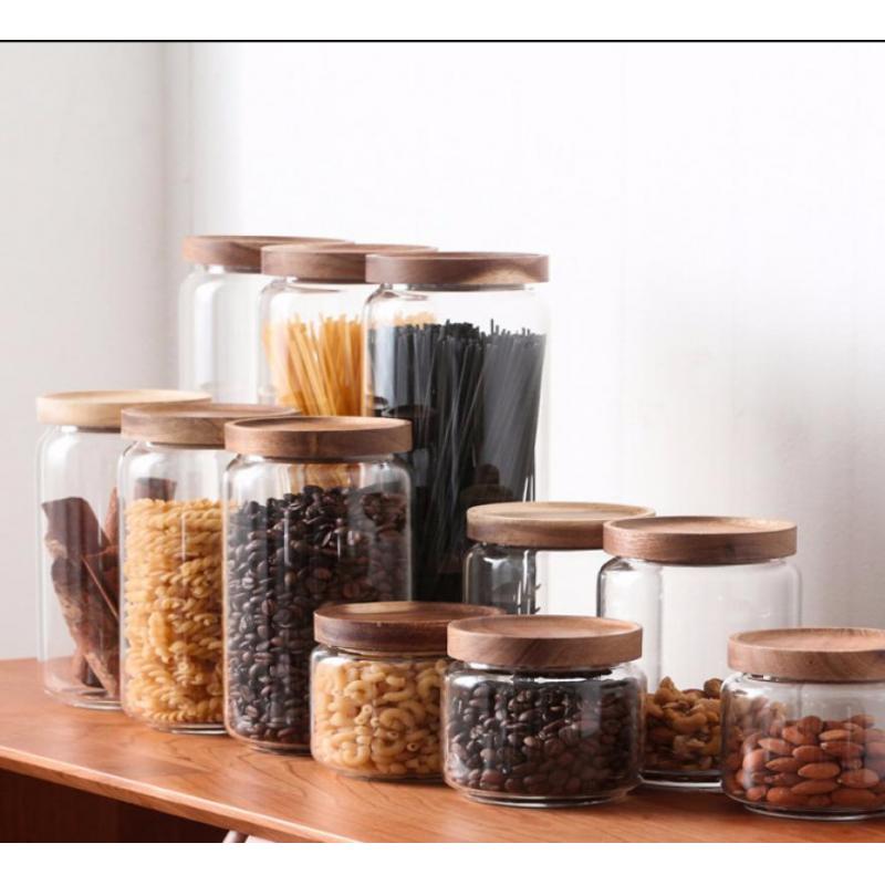 Bouteilles de rangement en verre avec couvercle | Bocal de rangement des aliments pour la cuisine, bocaux à épices maçon, boîte de rangement des bonbons, boîte de rangement pour la cuisine