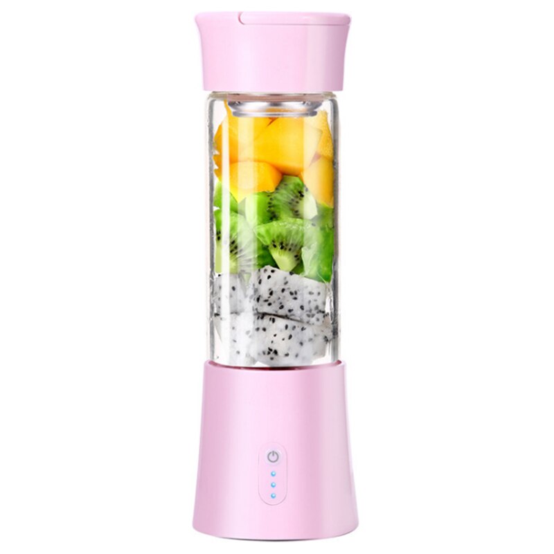 480ml usb genopladelige batterier aftagelig kop bærbar juiceremixer mixer shaker smoothie frugt grøntsagssaft maskine: Single power pink