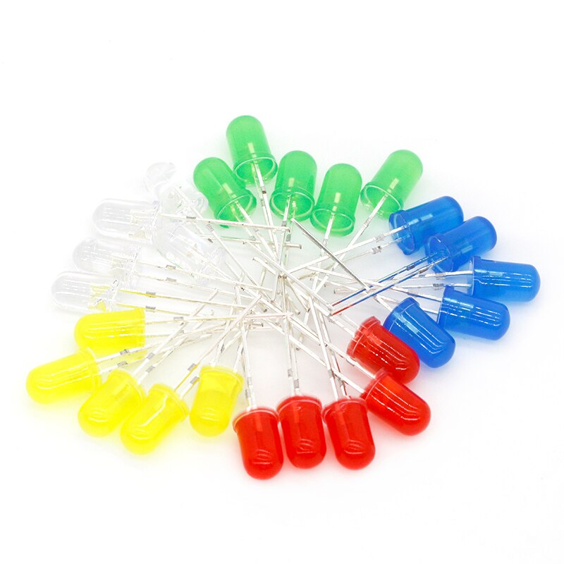 100 stücke 5mm LED diode Licht Assorted Kit DIY LEDs Set Weiß Gelb Rot Grün Blau elektronische diy kit