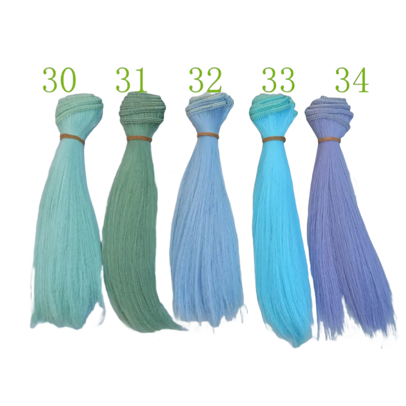 Perruque de Cheveux Lisses Résistante à la Chaleur, Couleur Rouge, Vert, Bleu, Accessoires de Bricolage Faits à la Main, 15/25 cm, 1 Pièce