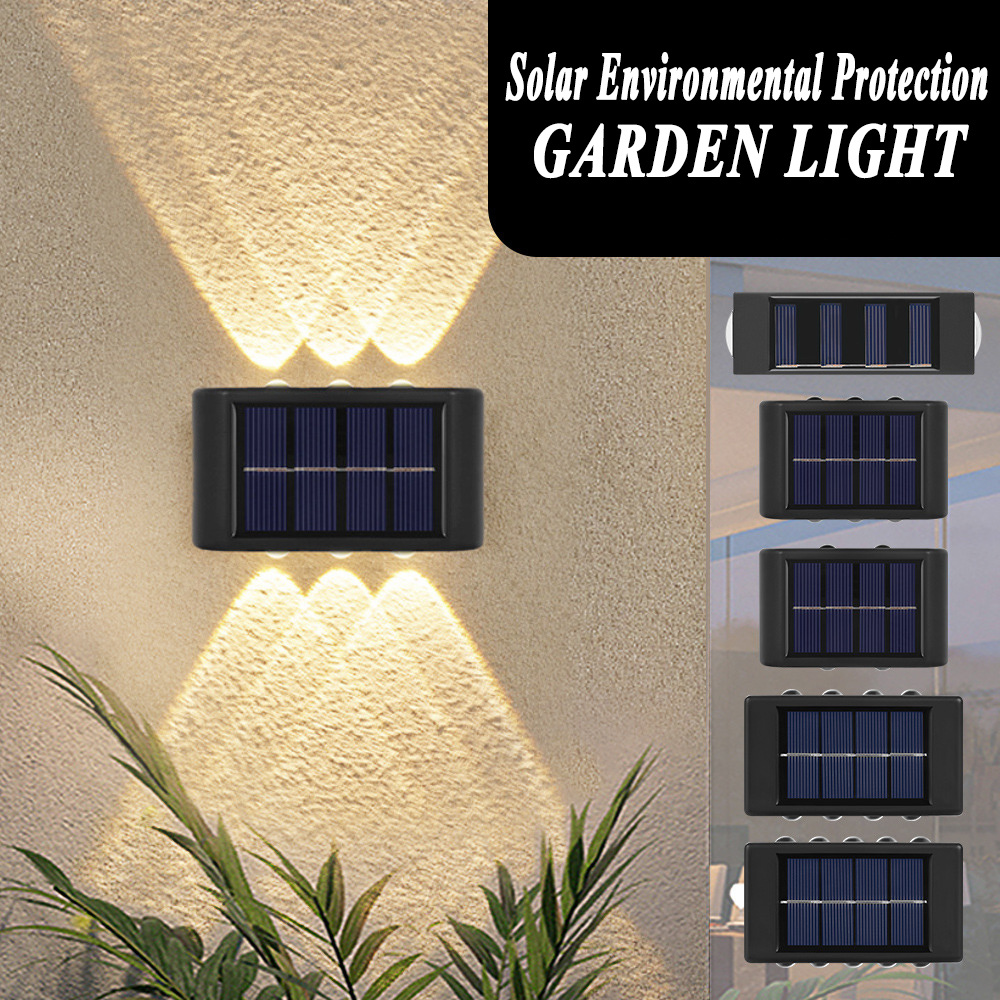 Solar Wandlamp Buiten 4/6/8/10/12/16LED Licht Waterdicht Op En neer Lichtgevende Verlichting Balkon Yard Tuin Decoratie Verlichting