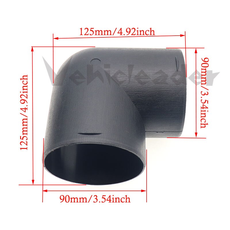 42/75/90mm Air Vent Ducting Pipe 90°Elbow Pipe Outlet Exhaust Connectors Joiner For Eberspaecher Webasto Diesel Parking Heater: 90mm
