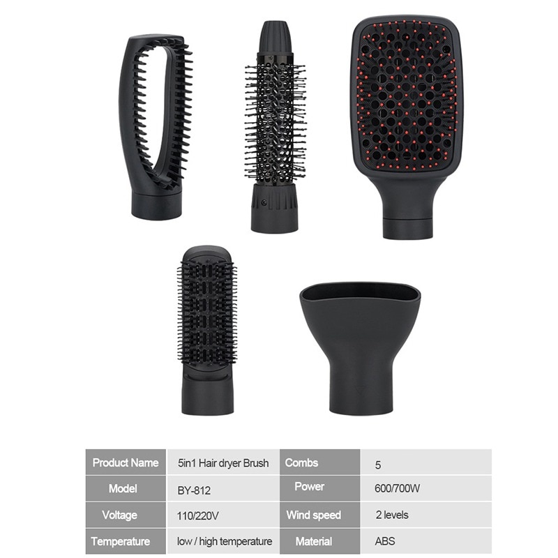 One Step Hair Dryer and Volumizer, 5 IN 1 Hair Straightener Curler Comb Electric Blow Dryer With Comb Roller Styler