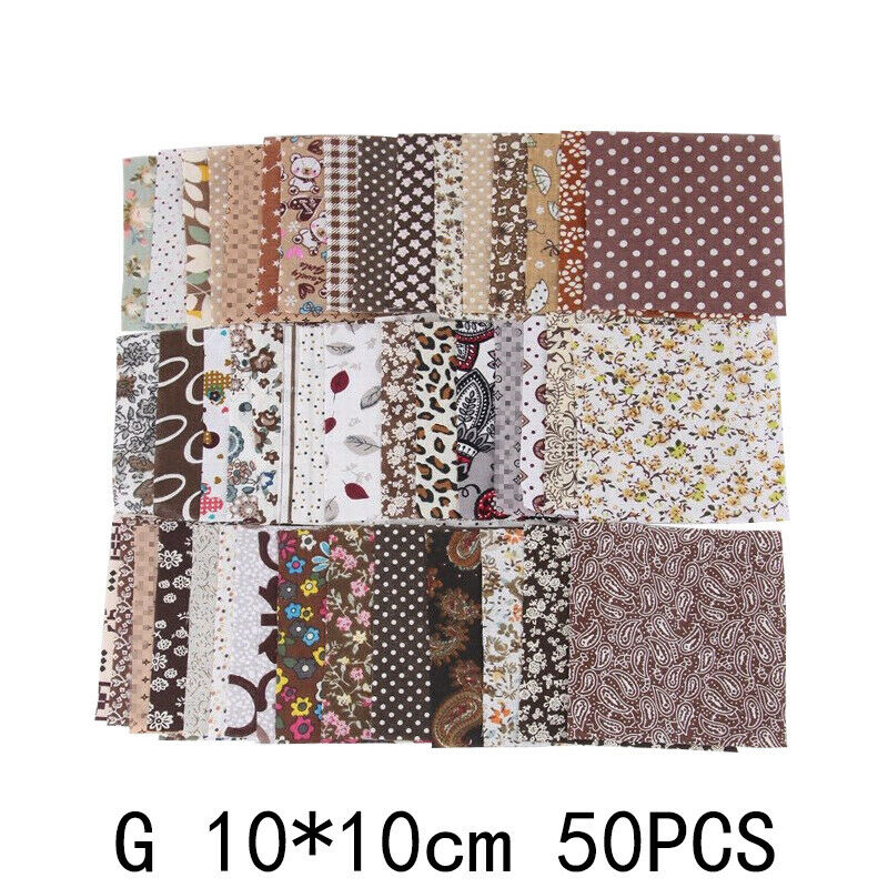 50 Stks/set 10*10Cm Vierkante Bloemenprint 100% Katoen Stof Patchwork Doek Craft Naaien Kleding Handgemaakte Materiaal Diy accessoires: g