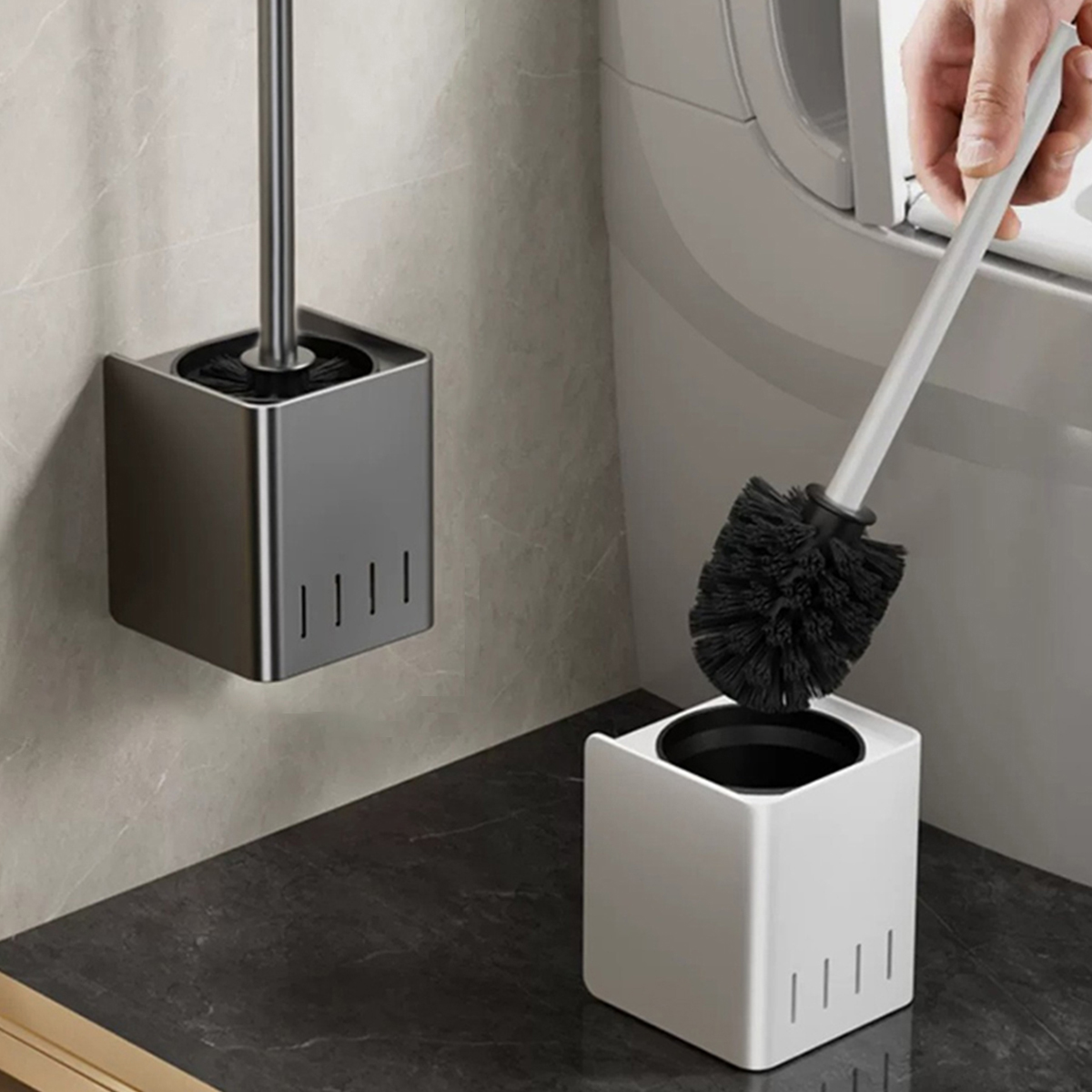 Toiletborstelhouder Muur gemonteerd Badkamerborstel Toiletborstels Voor Schoonmaak Opslag Roestvrij staal Badkameraccessoires