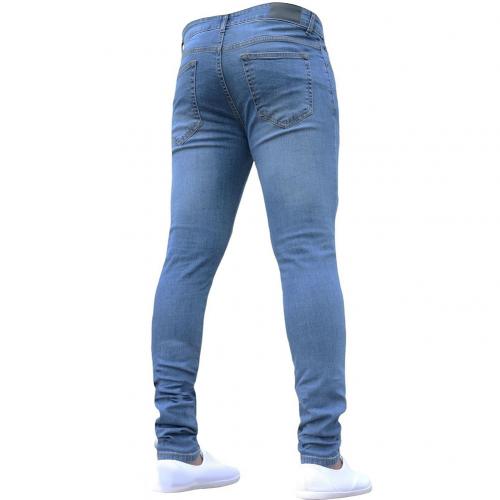 Spring Autumn Men's Skinny Jeans Denim Pants Leggings Long Trousers: Light Blue S