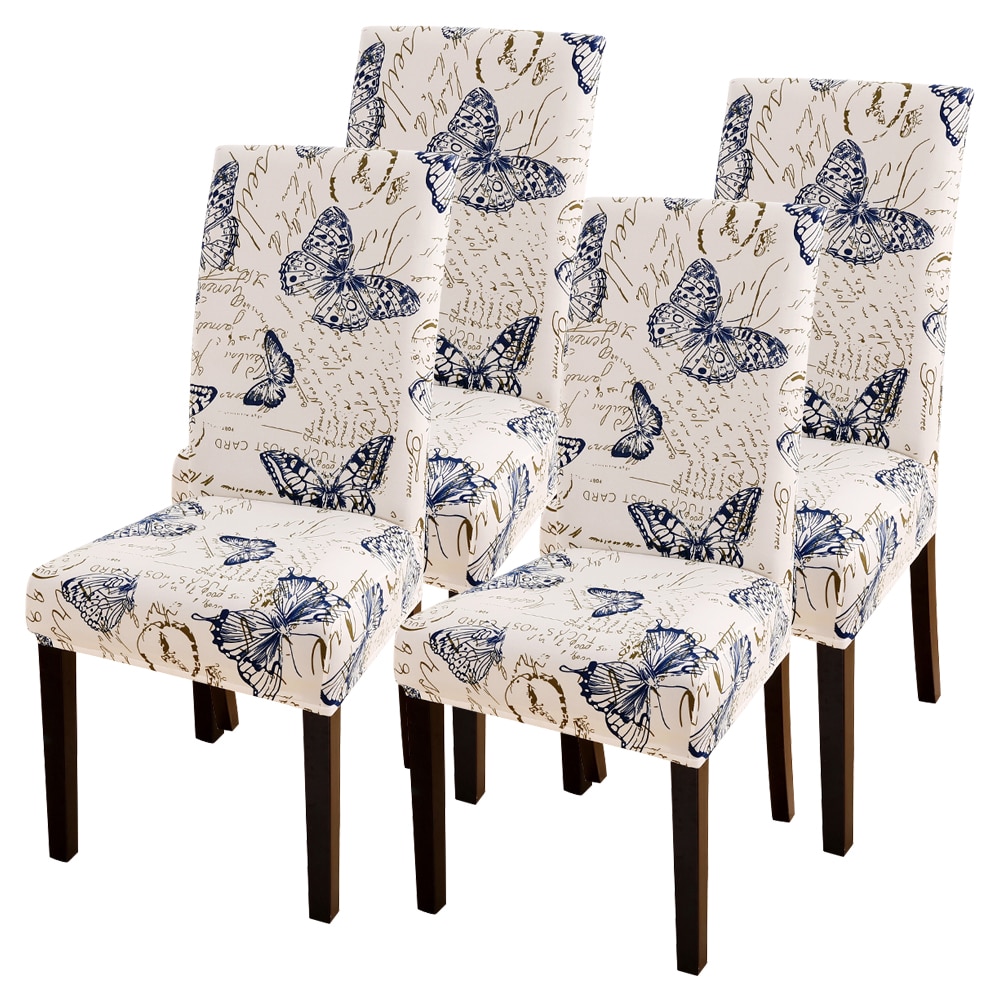 4Pcs Eetkamer Stoel Cover Afneembare Wasbare Stretch Seat Cover 1 Stuks, Populaire Vlinder Vorm