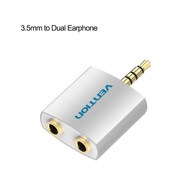 Drag 3.5mm Koptelefoon Audio Splitter Connector Adapter met microfoon 1 Male naar 2 Vrouwelijke Audio Adapter Voor Hoofdtelefoon PC mobiele Telefoon: Grey
