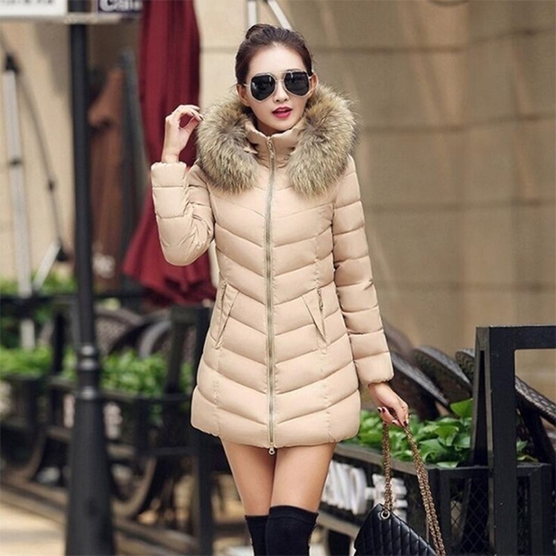 ZOGAA Brand Winter Long Jacket Women Big Fur Hooded Long Parkas Female Thick Warm Jacket Coat Solid Slim Zipper Overcoat Outwear