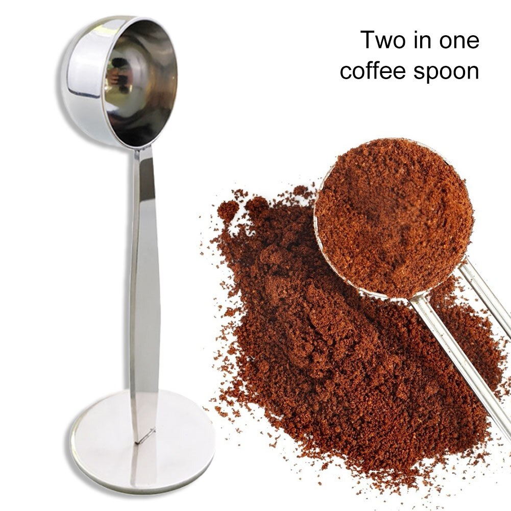 2 in 1 Coffee beans Spoon Coffe Measuring Tamping Scoop Coffee Tamper Black Espresso Stand Kitchen Bar Coffee&amp;Tea Tools