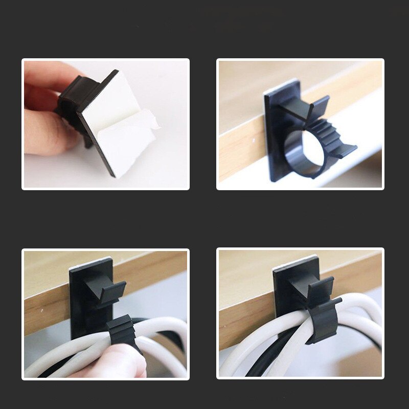 10pcs Self-Adhesive Cable Clips Management Charging Power Cord Organizer Holder Line Fixed Charger Clamps For Car PC Mouse TV