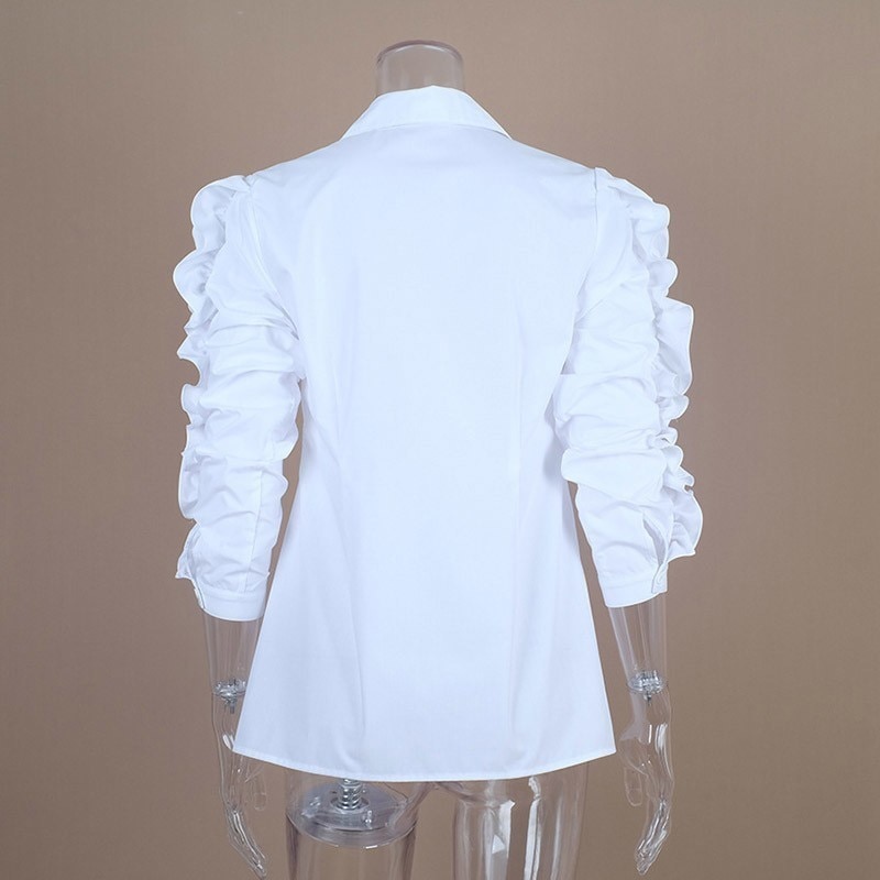 Chicever patchwork flæser hvid bluse toppe kvindelig skjorte revers sommerfugleærmer slanke dameskjorter koreansk fritidstøj