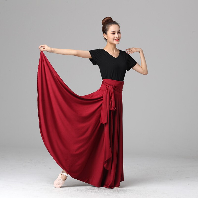 Mujeres bailando traje Flamenco vals falda de baile de salón clásica práctica de competencia vendaje de gran oscilación español faldas