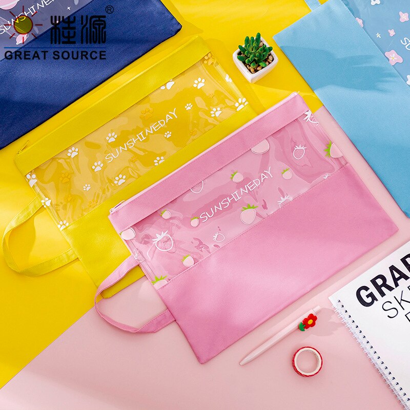 A4 Boek Handtas Herbruikbare Schrijven En Veeg Clear Window Rits Tas Document Zak Pad Draagbare Tas W25 * H34cm)2Pcs