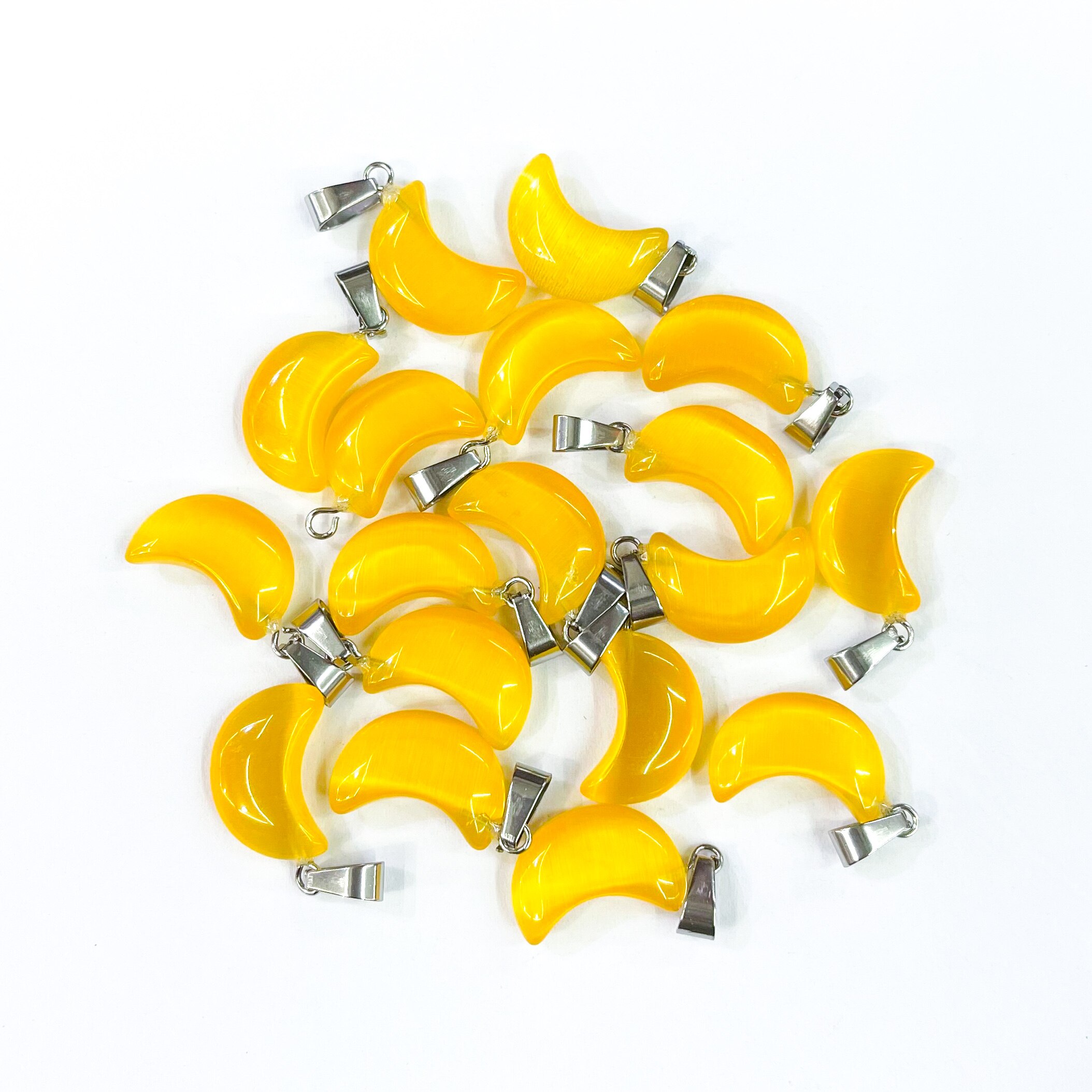 10 Stks/partij Kat Ogen Steen Maan Vorm Charmes Hanger Voor Diy Sieraden Maken Ketting Accessoires Gem Steen Vrouwen Sieraden