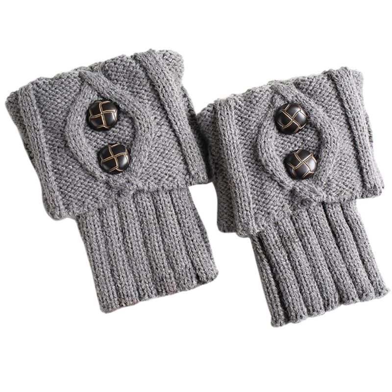 Knitted Leg Warmers Ladies Simple Winter Leg Warmers Short Section Knitted Crochet Button Long Socks Boots Cuffs Socks: QH
