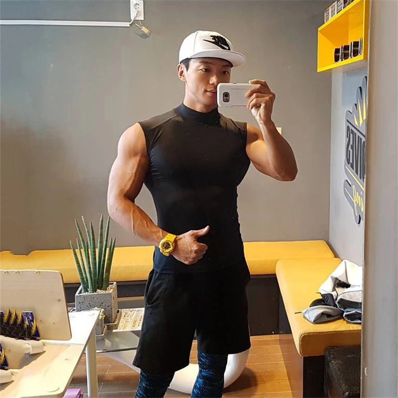 Ropa ajustada de compresión para gimnasio, camisetas sin mangas para entrenamiento y culturismo, chalecos deportivos para Fitness para hombre, camiseta fresca de secado rápido para verano