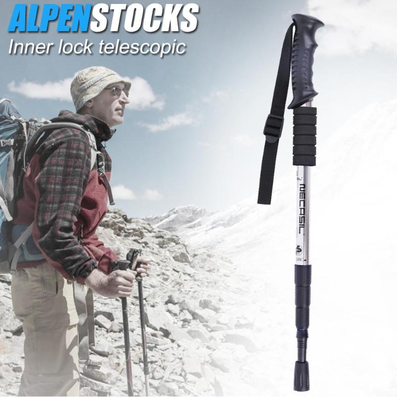Professionelle Fuß Stöcke Klassischen Zarten Wandern Pole 4 Abschnitte Teleskop Stock Stock Krücke für draussen Wandern gehen