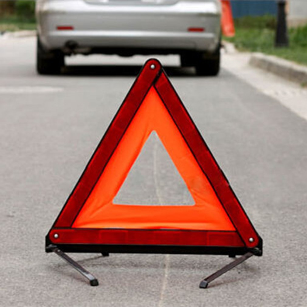 Automobile Triangle Warning Sign Tripod Vehicle Reflective Parking Sign With High Density Hexaprism Structure