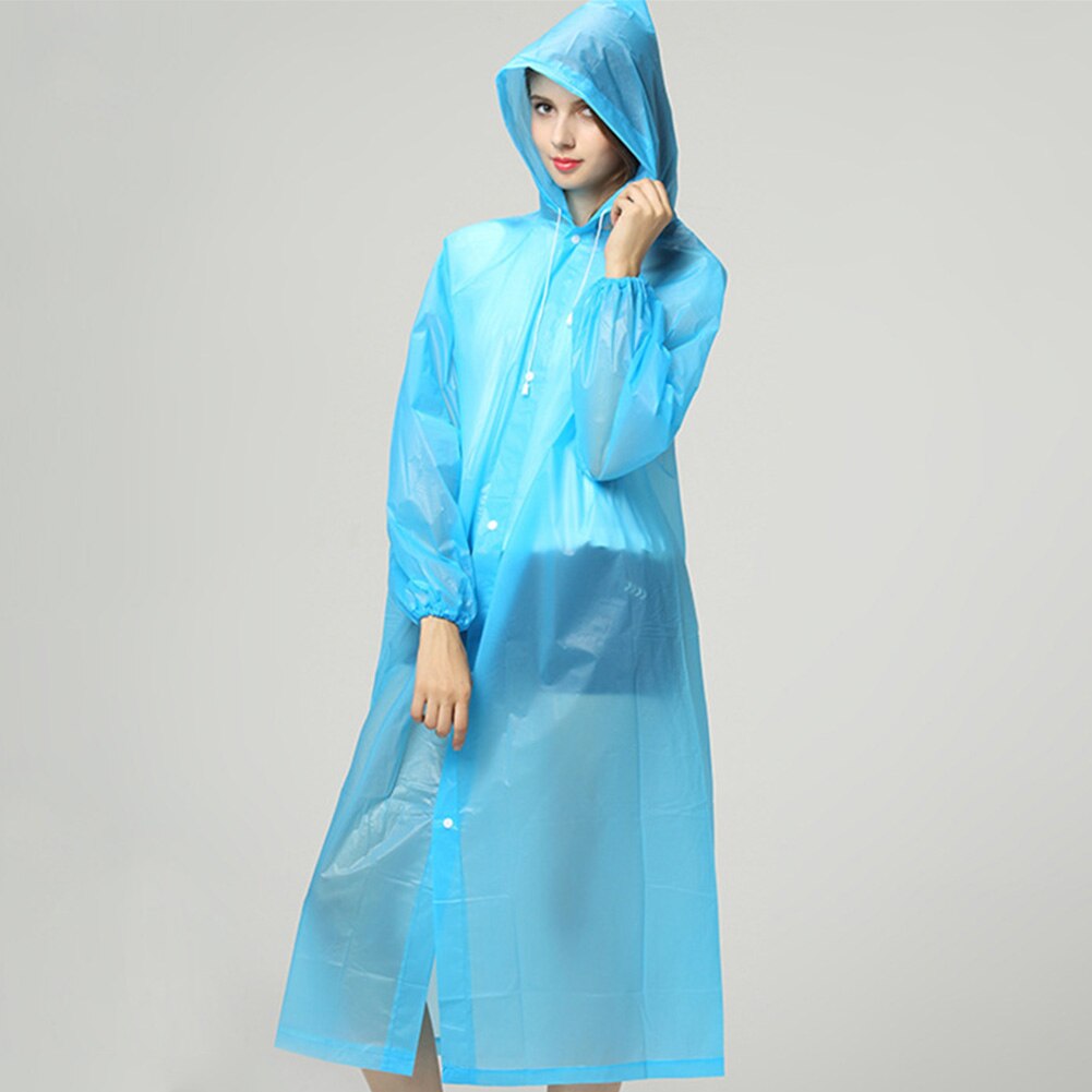 Let materiale bærbar unisex hætteklædt regnfrakke udendørs camping vandreture vandtæt poncho