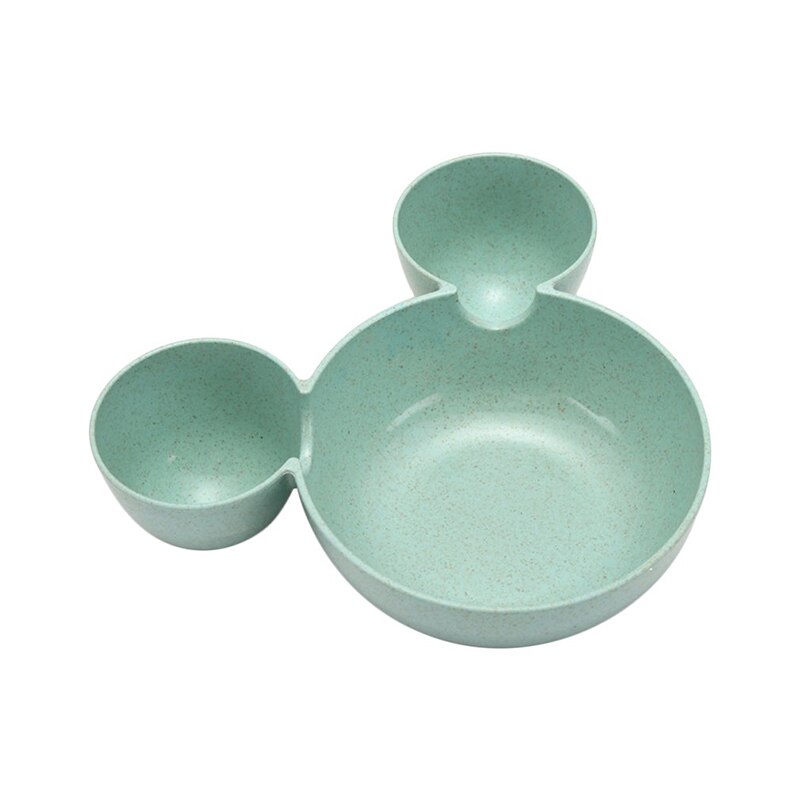 Cartoon Cute Children Kids Plastic Rice Bowl Lovely Eco-friendly Fruit Plate Dishes Tableware Baby Lunch Bowl: Green