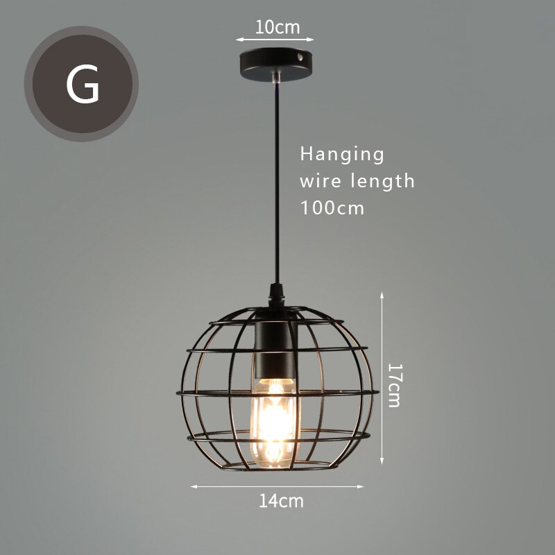 retro loft pendellys industriell vindjern hengende lampe ledet svart lysarmaturer til kjøkken stue restaurant  e27: G