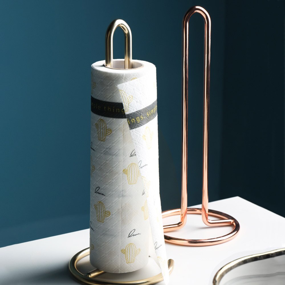 Paper Towel Holder Stainless Steel Standing Tissue Stand Rose Gold Kitchen Bathroom Napkins Rack Home Table Accessories