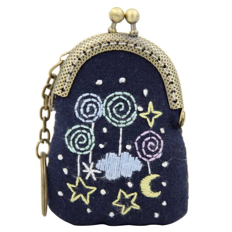DIY Flower Necklace Mini Embroidery Bag Kit Embroidery Key chain Cross Stitch Sets Needlework Swing Craft Friend Unfinished: 12