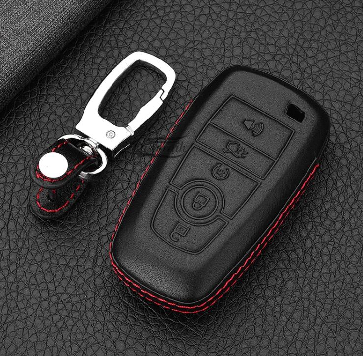 Car Leather Key Case Chain For Ford Mondeo Explorer Edge Expedition F-450 F-350 F150 Fusion Mustang Everest Lincoln 5 Buttons: 1