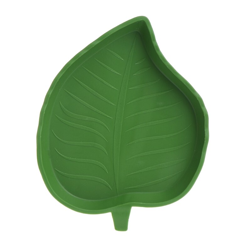 Reptile Water Food Dish Bowl Plastic Gecko Meal Worm Feeder Leaf Shape 2size: S
