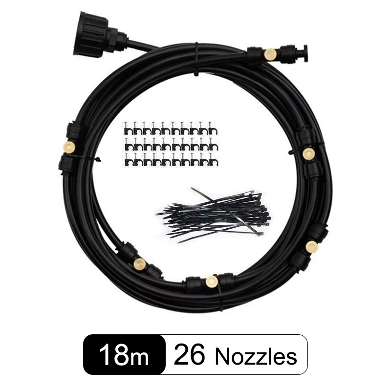 Portable Indoor Garden Water Spray Kit Outdoor Garden Misting System Fog Garden Irrigation For Greenhouse Humidification: Black 18 meter