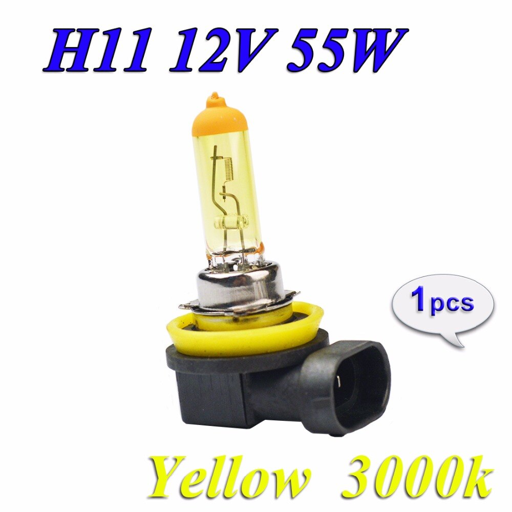 Hippcron 1 x Geel H11 12 v 55 w PGJ19-2 Halogeenlamp 3000 k Quartz Glas Auto Mistlamp Auto lamp