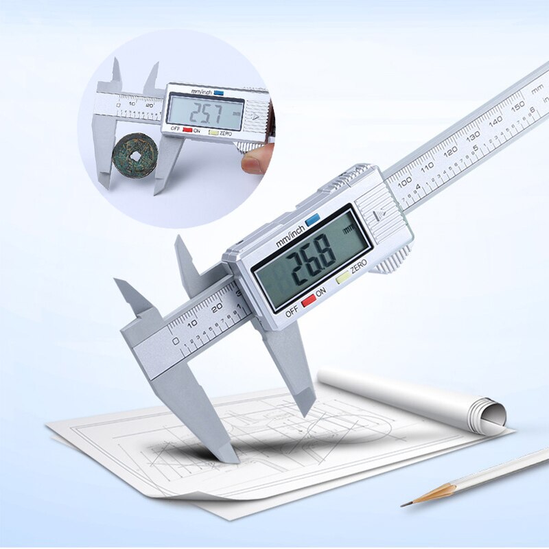 INGBONT 6Inch 0-150MM LCD Ruler Digital Vernier Caliper High Precision Electronic Micrometer Metalworking Measuring Gauging Tool: Silver