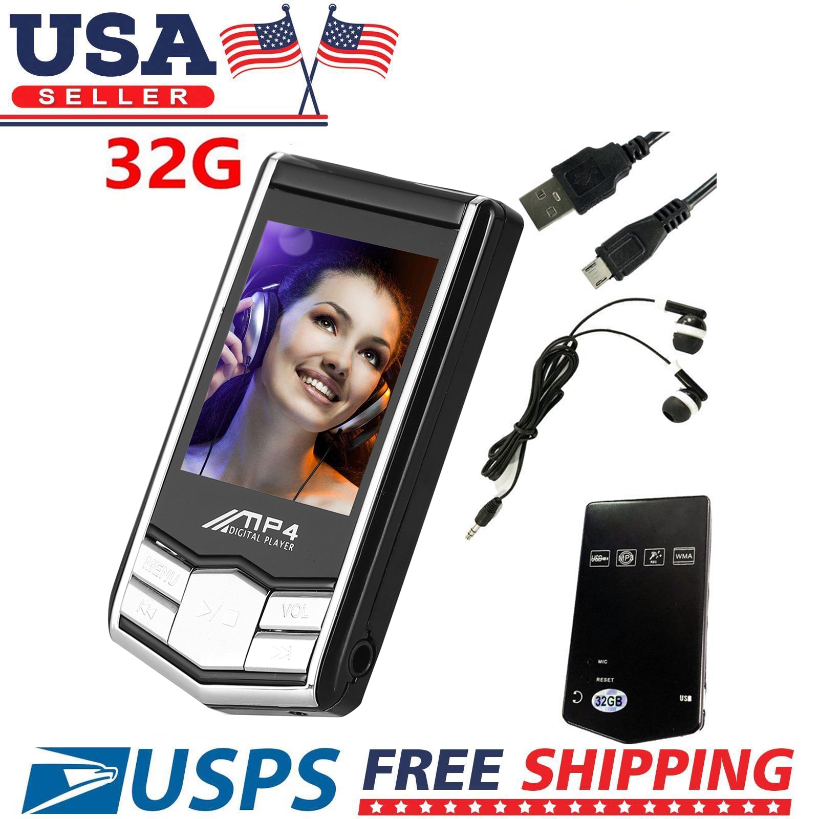 32GB MP4 Music Media Player 1.8inch LCD Display 65K Color TFT Screen 7 Different Equalizer FM Radio Digital Video Music Player​