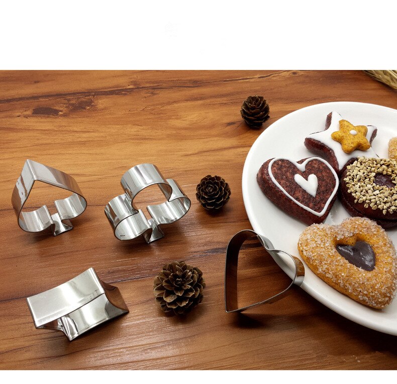 4 stks/partij Poker Cookie Mold Rvs Speelkaarten Cake Fondant Mold Spade Heart Club Diamond Biscuit Cutter PD 010