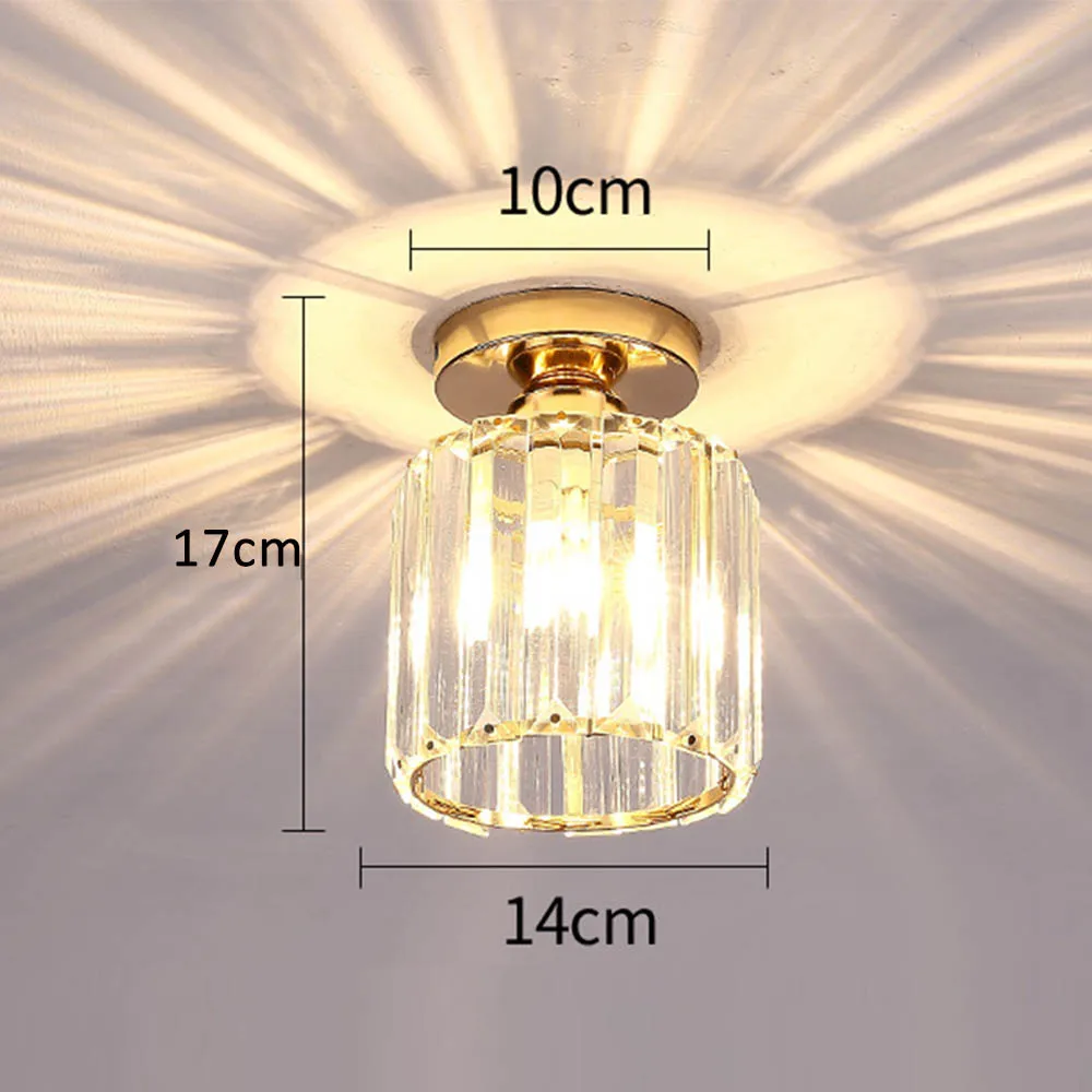 Moderne E27 plafondlamp, kristallen hanglamp, semi-inbouw ornamenten voor woonkamer, eetkamer, slaapkamer, keuken, goud zwart
