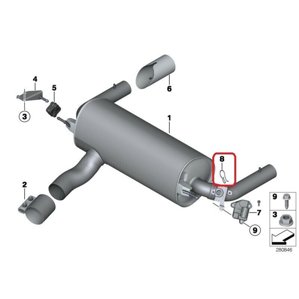 Valve de contrôle d'échappement avec Clip de fixation pour BMW série 1, 2, 3, 4, 5, 6, 7, X1, X2, X5, X6, 18307620323
